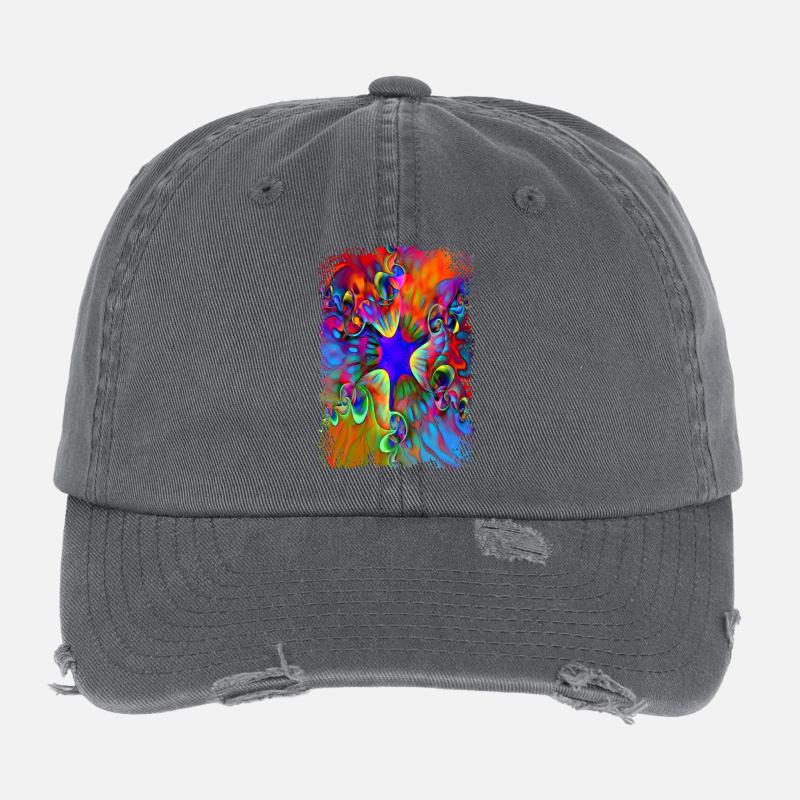 psychedelic flower power Flexfit Vintage Destroyed Cap