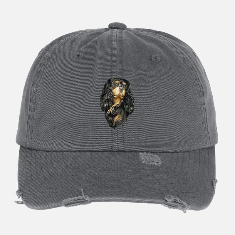 Black and Tan Cavalier Flexfit Vintage Destroyed Cap