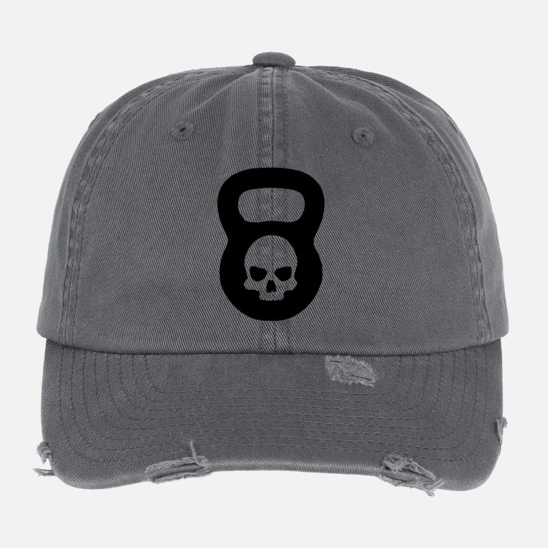 Kettlebell Ghost Black Flexfit Vintage Destroyed Cap