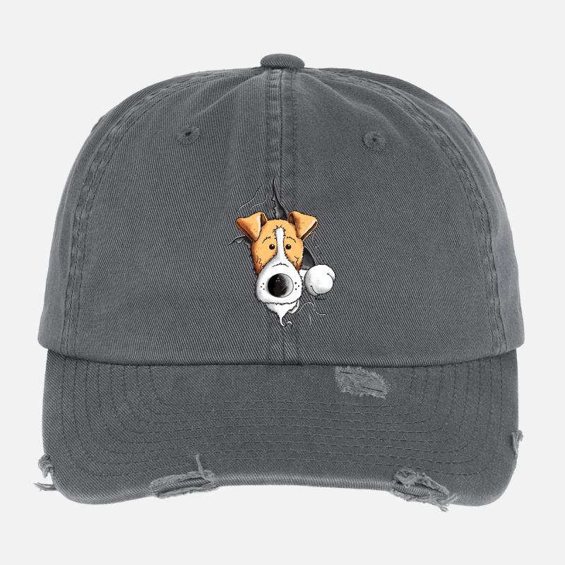 Drôle Fox-terrier Casquette vintage effet usé Flexfit