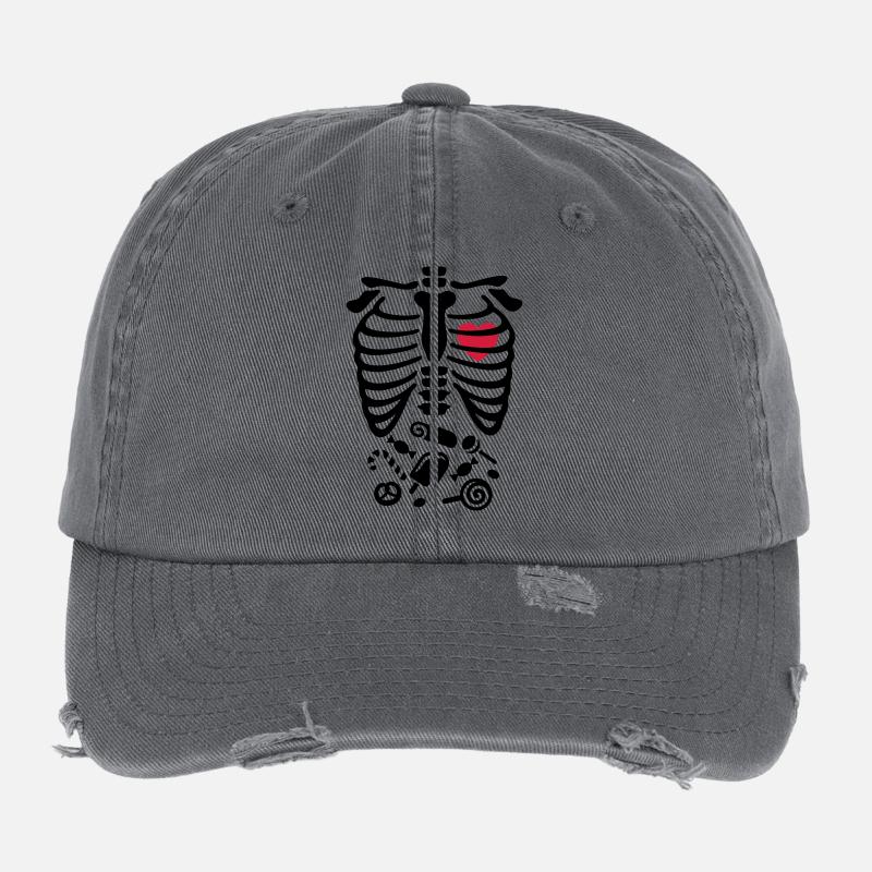 Röntgenstrahl-Kostüm Süßigkeiten Reisverschluss Flexfit Vintage Destroyed Cap