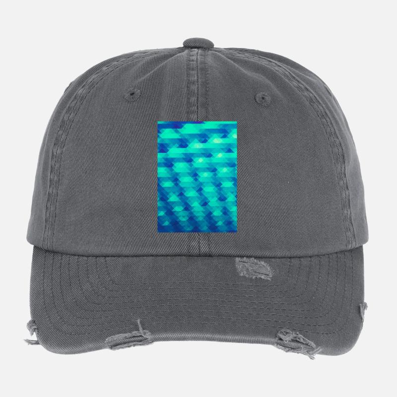 Triangle pattern geometry - (HDR green) design Flexfit Vintage Destroyed Cap