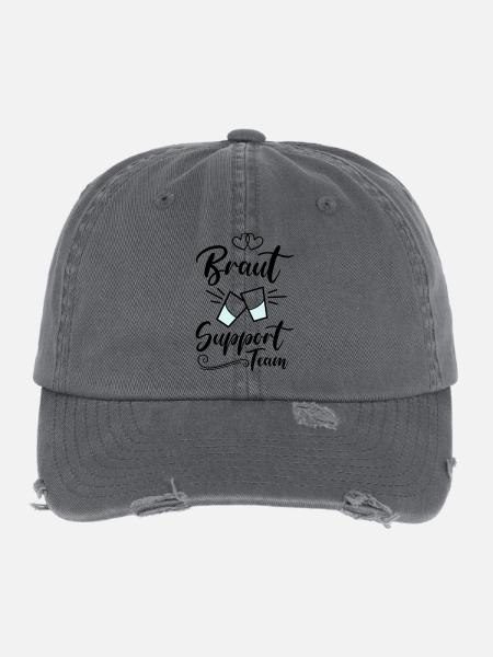 braut support team kurze - Flexfit Vintage Destroyed Cap - Dunkelgrau - Vorne