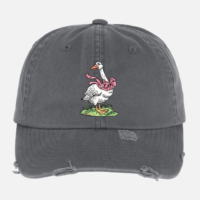 Oie au ruban rose Casquette vintage effet usé Flexfit