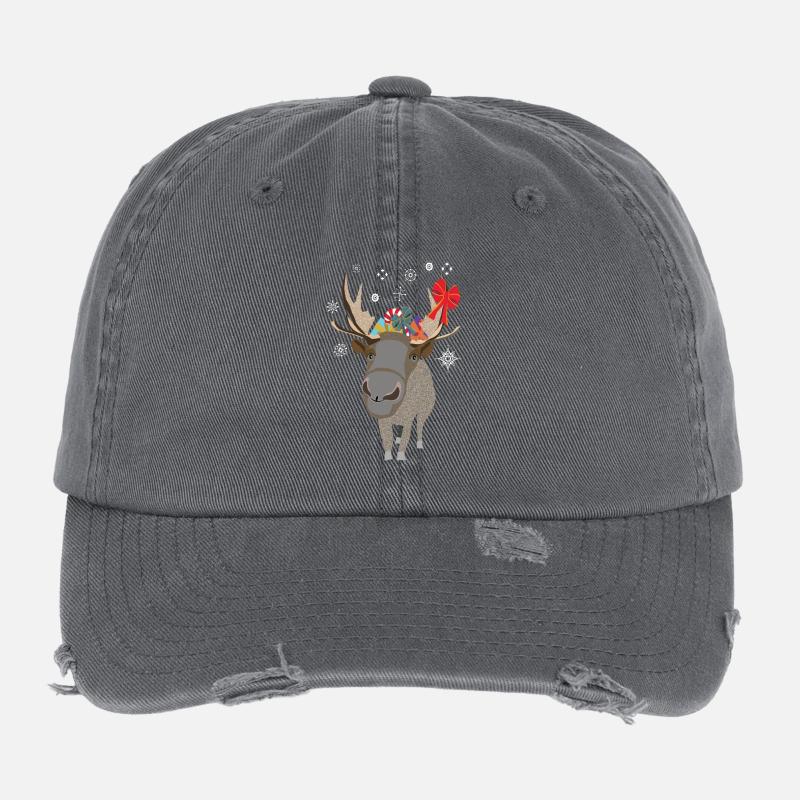 Winterrentier mit Geschenken Flexfit Vintage Destroyed Cap