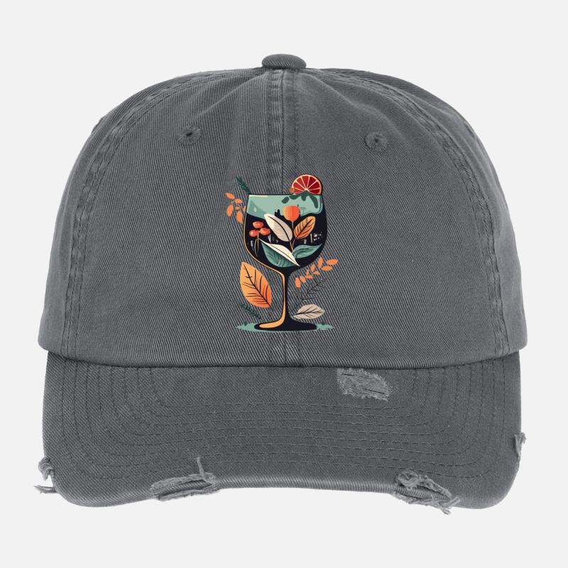 Botanical Wineglass Bloom Flexfit Vintage Destroyed Cap