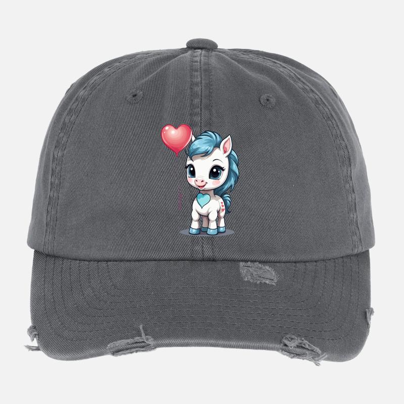Süßes Pony mit Herz Flexfit Vintage Destroyed Cap