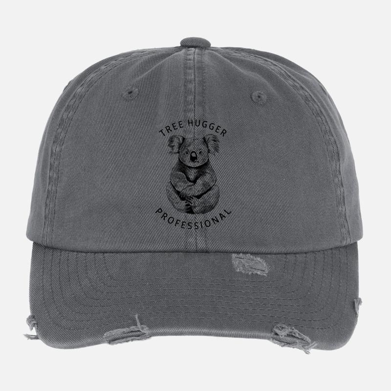 Professional Tree Hugger - Minimalistisches Koala- Flexfit Vintage Destroyed Cap