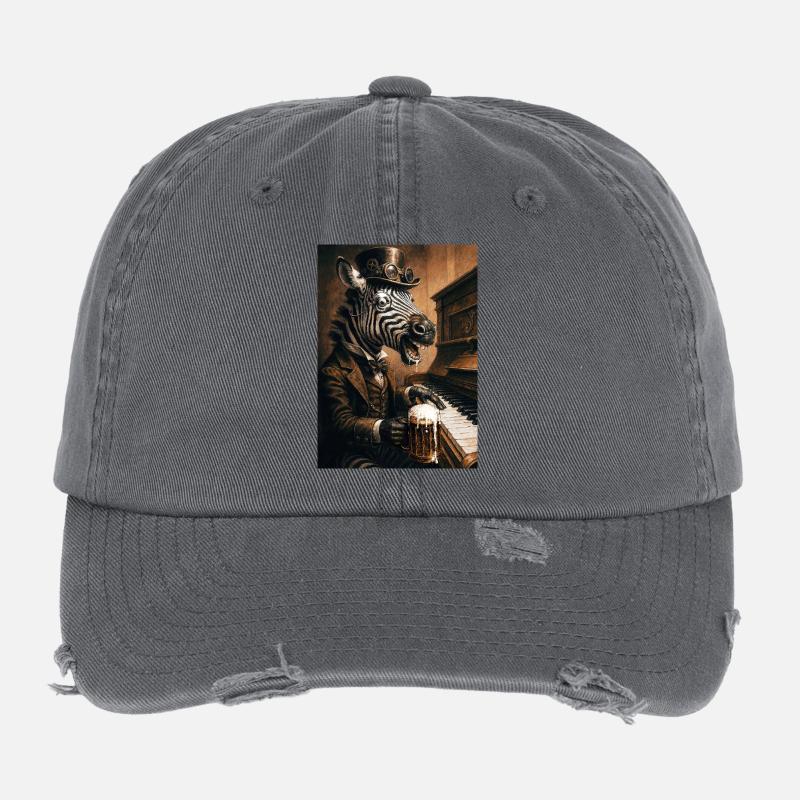 Zebra Pianist Flexfit Vintage Destroyed Cap