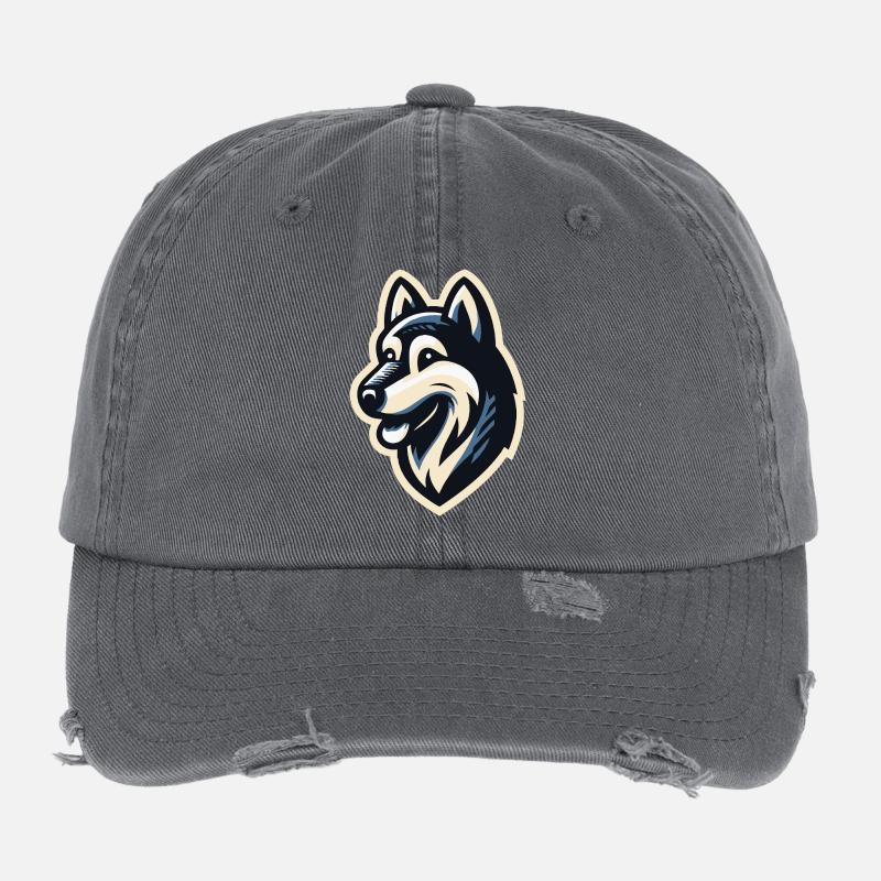 Husky de profil Casquette vintage effet usé Flexfit