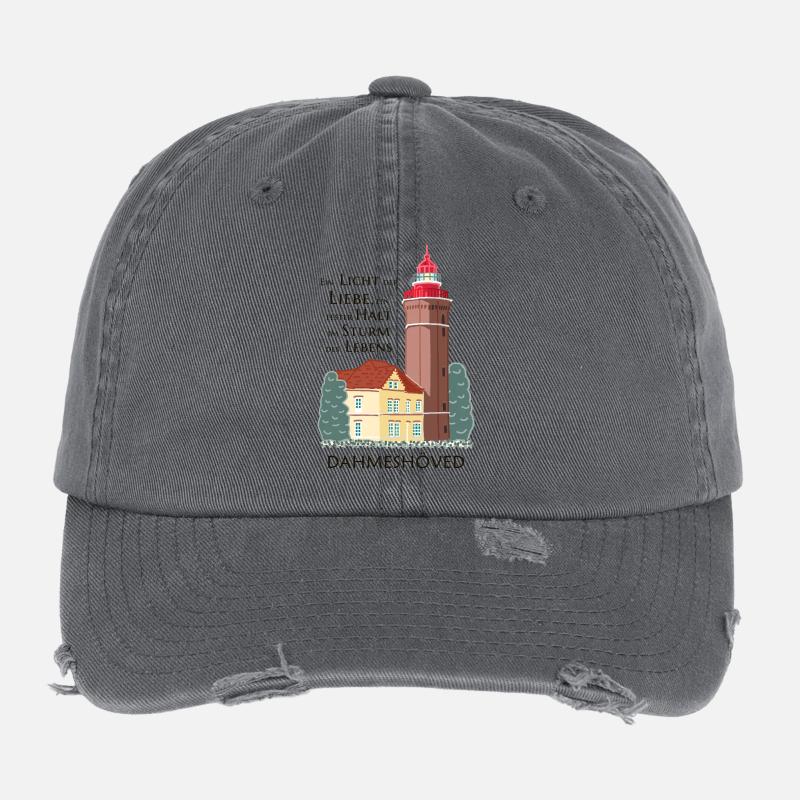 Dahme, Handzeichnung alter Leuchtturm, Dahmeshöved Flexfit Vintage Destroyed Cap
