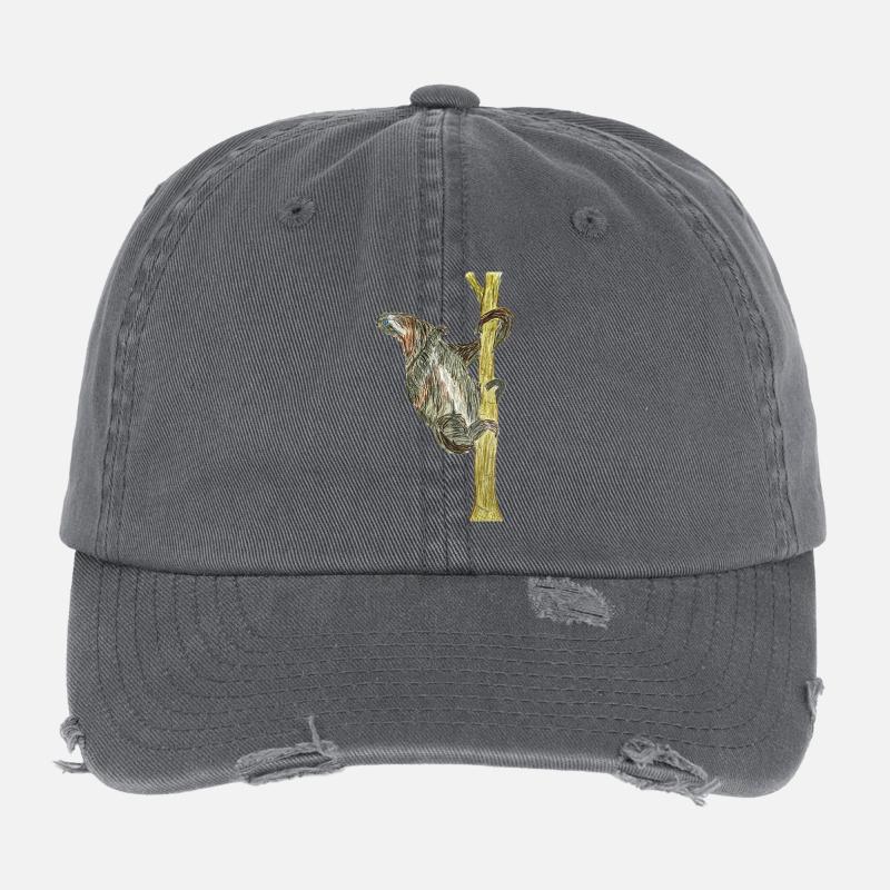 Oeuvre de singe sur arbre - Casquette vintage effet usé Flexfit - charbon