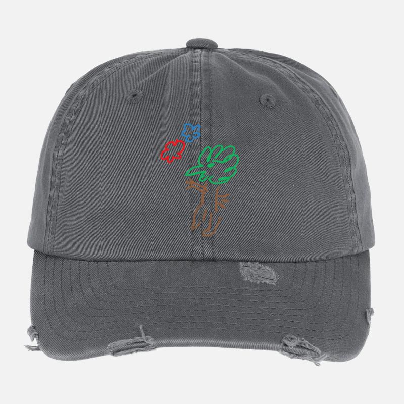 Vogel - Bird - Baum - Tree - Natur - Abstrakt Flexfit Vintage Destroyed Cap