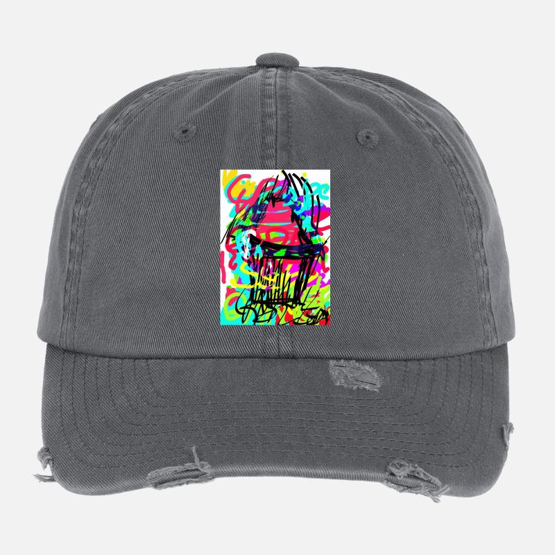 Typographie de graffiti abstrait aux couleurs néon 676753 Casquette vintage effet usé Flexfit