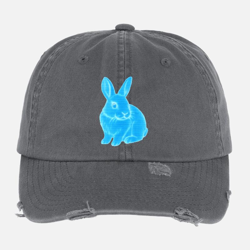 Bleu Fluo Bunny Glow Casquette vintage effet usé Flexfit