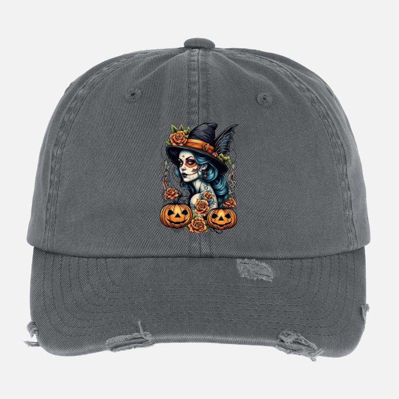 Día Muertos Witch Flexfit Vintage Destroyed Cap