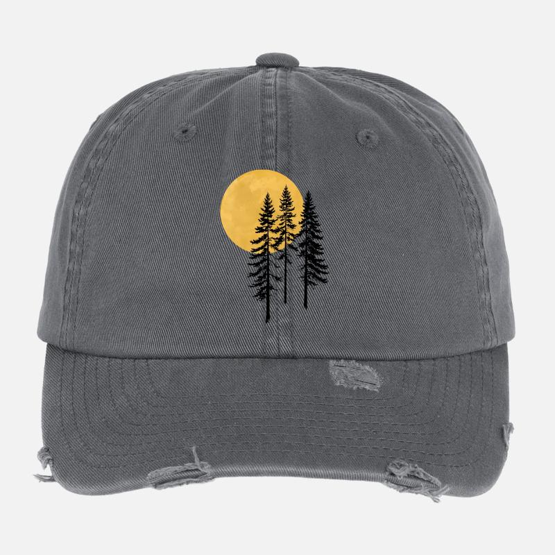 Sunset Pine Silhouette Flexfit Vintage Destroyed Cap