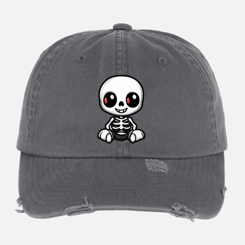 Skelett Niedlich Halloween Comic Flexfit Vintage Destroyed Cap
