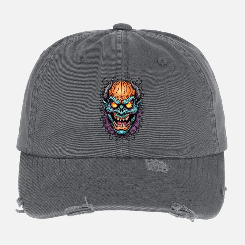 Dämonische Neonmaske Flexfit Vintage Destroyed Cap