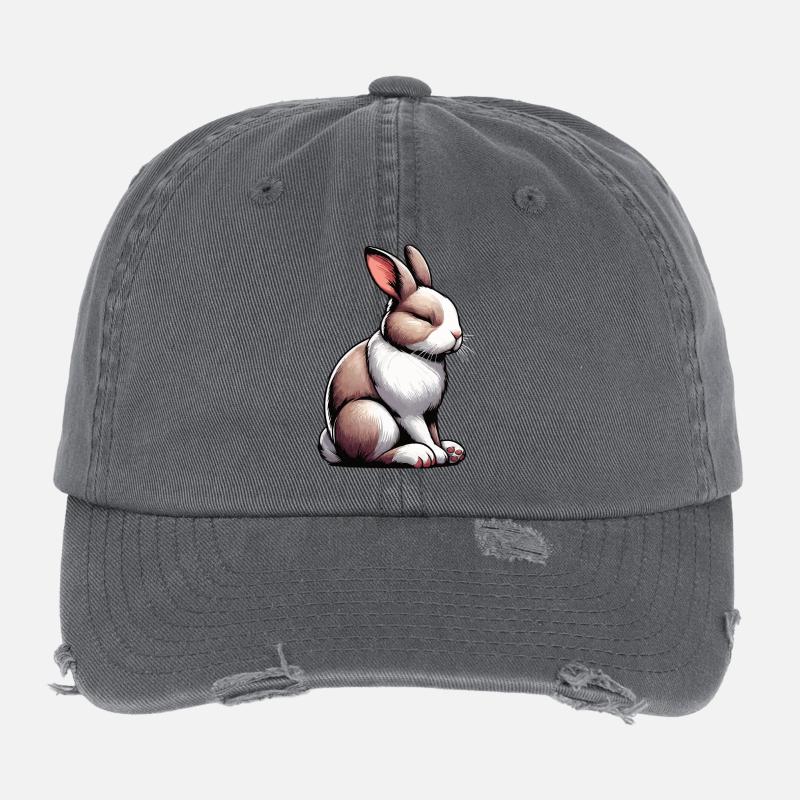 Rabbit Bunny Bunny Long Eared Thumper Ram Flexfit Vintage Destroyed Cap