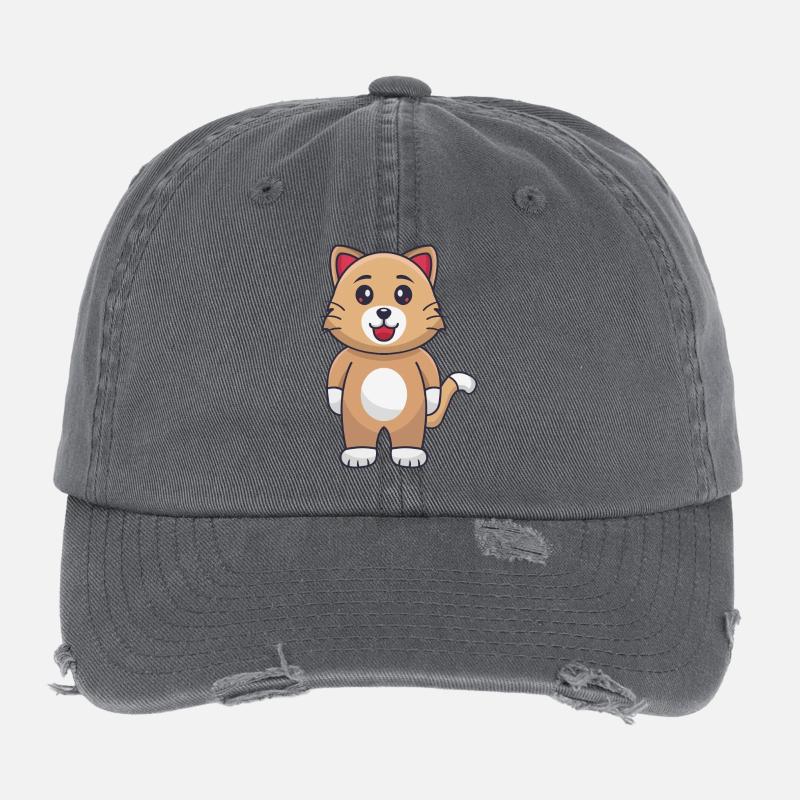 Cartoon cat Flexfit Vintage Destroyed Cap