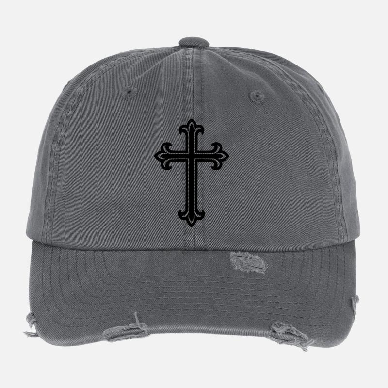 Symbole de croix chrétien Casquette vintage effet usé Flexfit