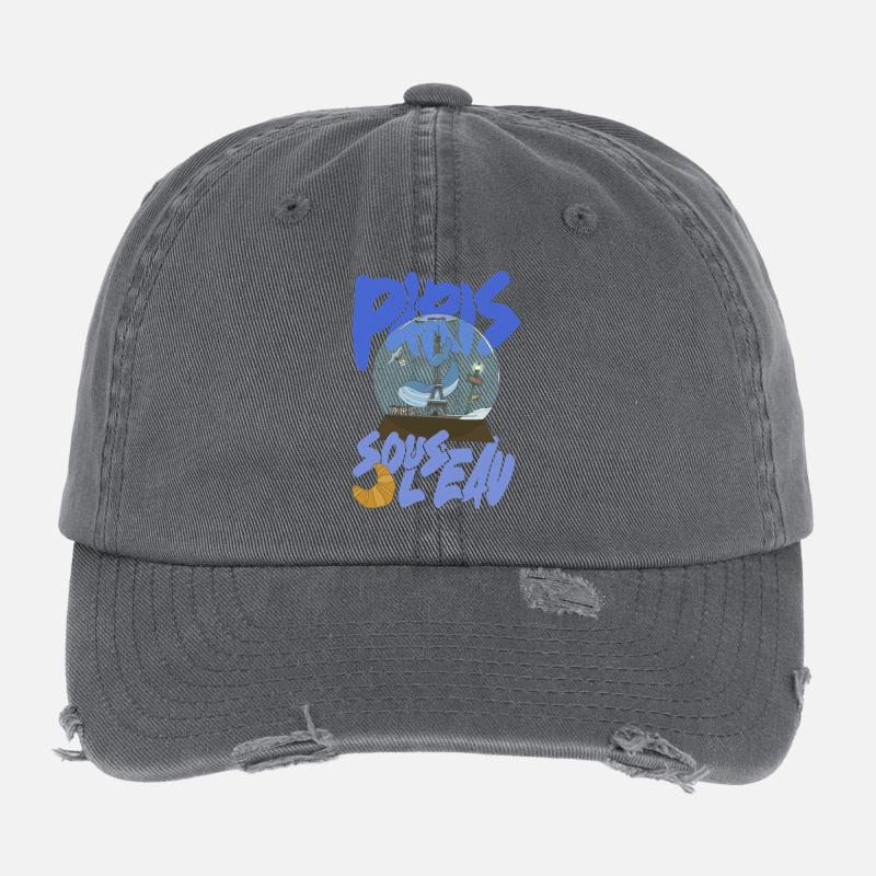 Paris Schneekugel Blau – Eiffel-Ikone Flexfit Vintage Destroyed Cap