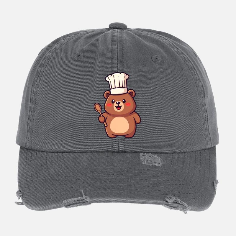 Kochbärchen mit Kochhut Flexfit Vintage Destroyed Cap