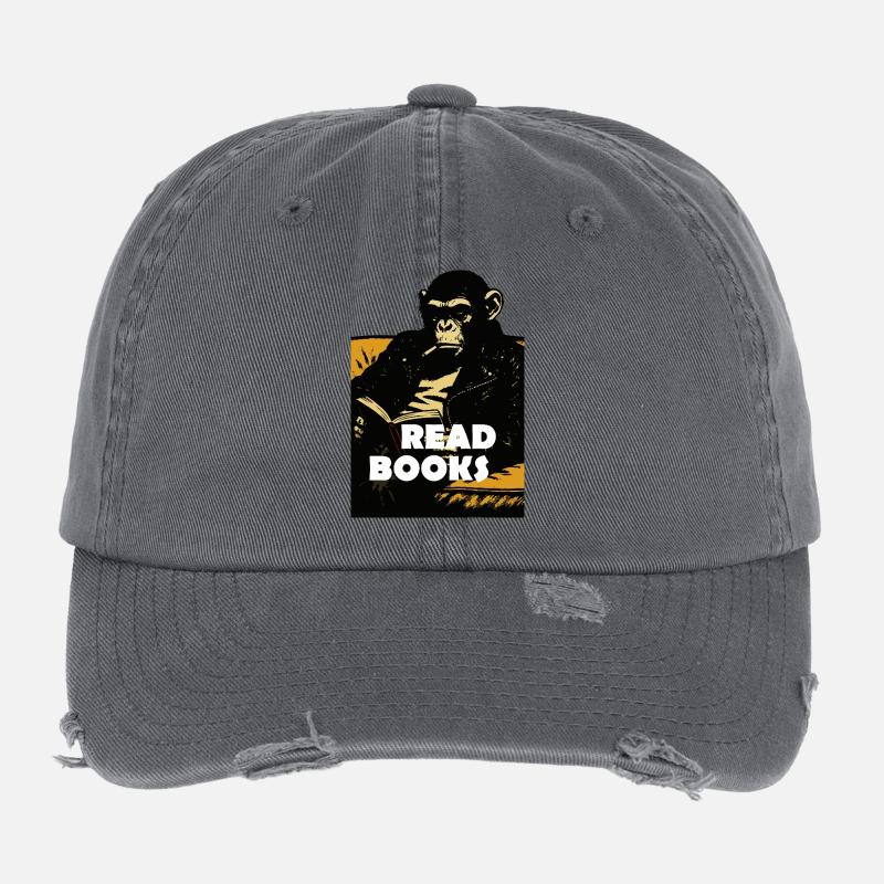 Chimp liest Bücher Flexfit Vintage Destroyed Cap