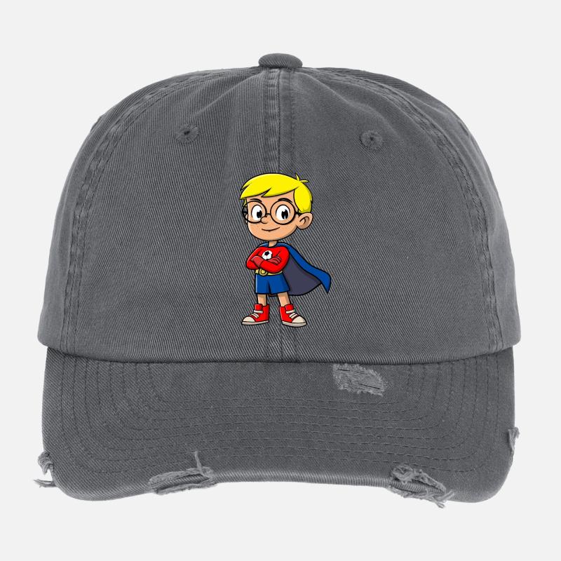 Petit super-héros avec des lunettes Casquette vintage effet usé Flexfit