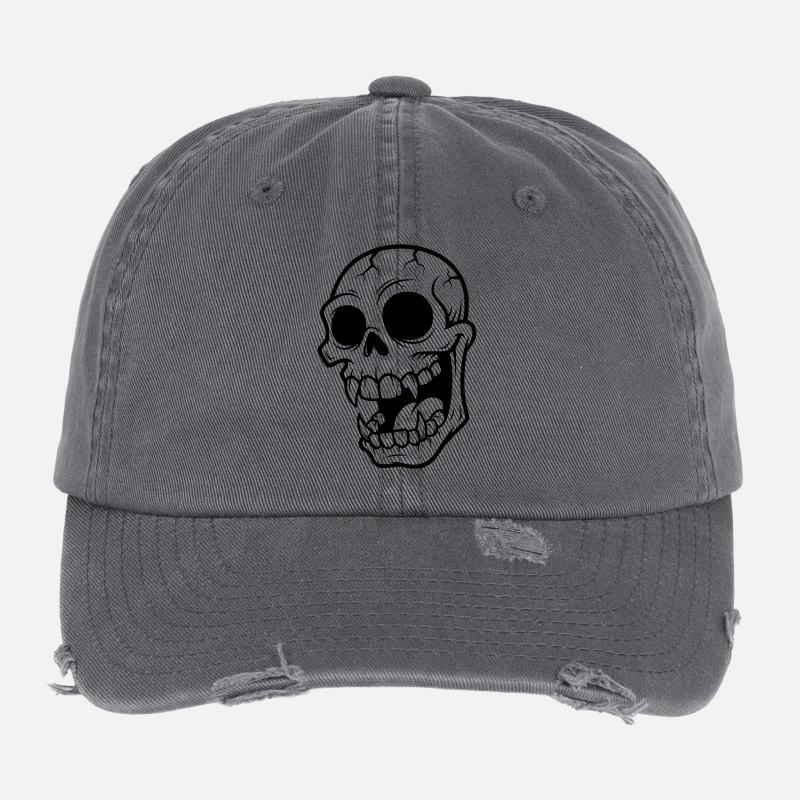 Mad Vampire Skull - Flexfit Vintage Destroyed Cap - dark grey