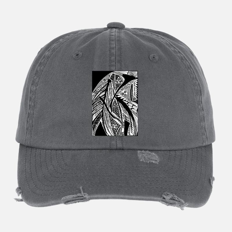 Design abstrait noir et blanc n°2 Casquette vintage effet usé Flexfit