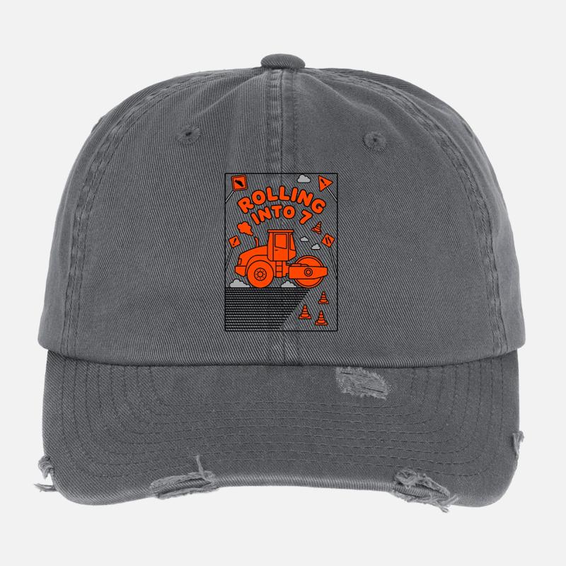 Rolling Into 7 Dampfwalze Flexfit Vintage Destroyed Cap