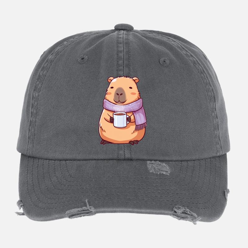 Capybara mignon cosy – Animal kawaii Casquette vintage effet usé Flexfit