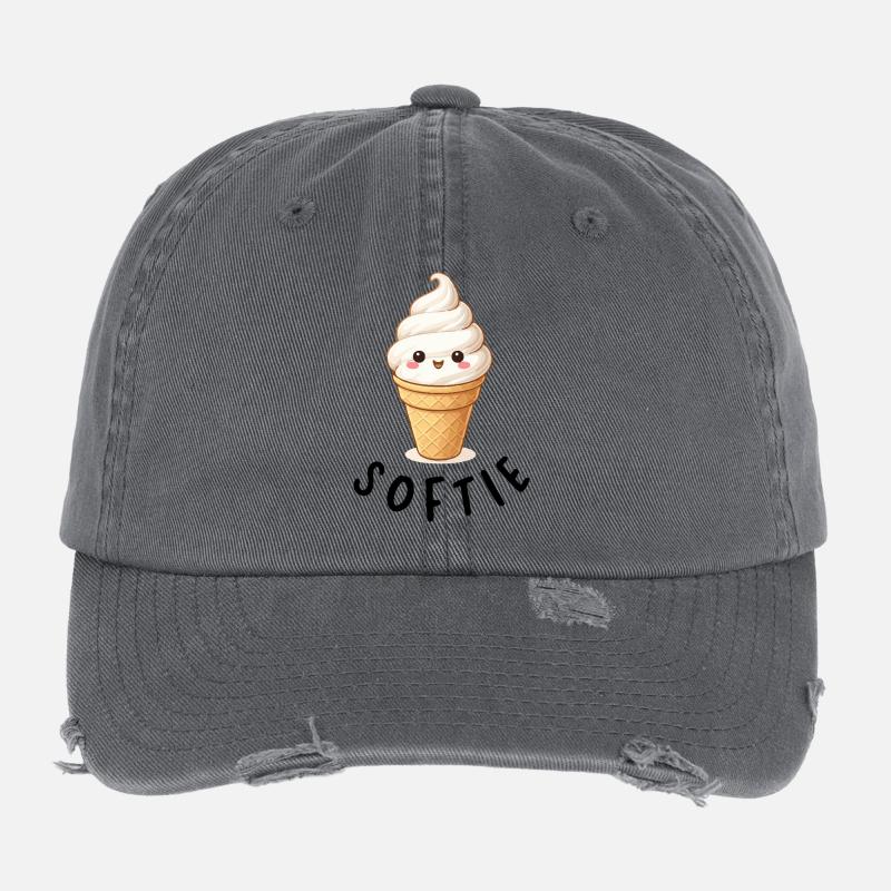 Kawaii Eiscreme auf Waffel Flexfit Vintage Destroyed Cap