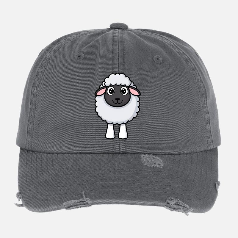 Shaggy Sheep Cuddle Design Flexfit Vintage Destroyed Cap