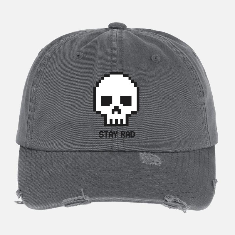 Pixel-Schädel Stay Rad Flexfit Vintage Destroyed Cap