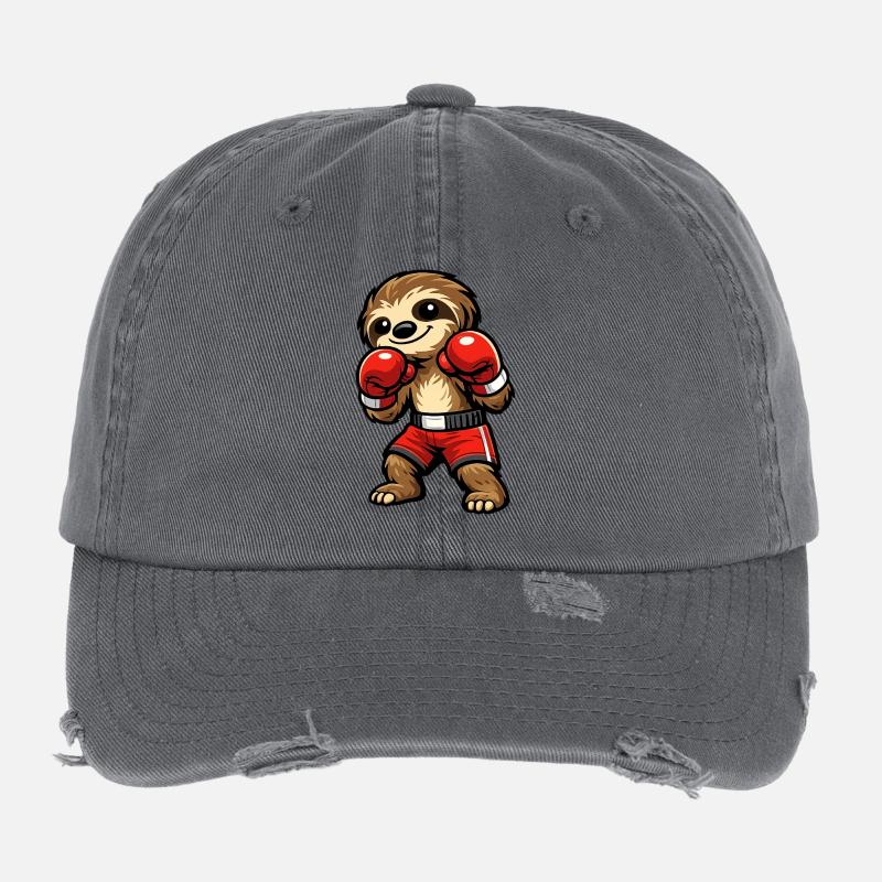 Boxendes Faultier Boxkampf Flexfit Vintage Destroyed Cap