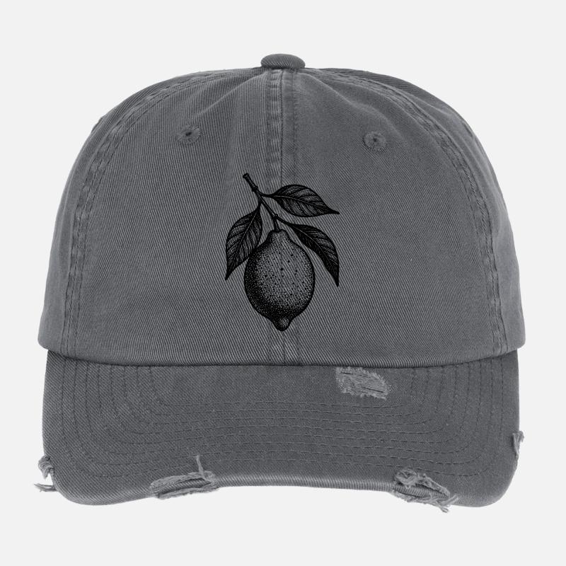 Illustration lemon hanging stippled texture Flexfit Vintage Destroyed Cap