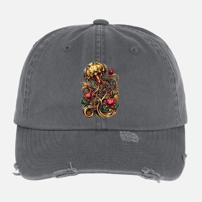 Graphique esthétique de tatouage de méduse Casquette vintage effet usé Flexfit
