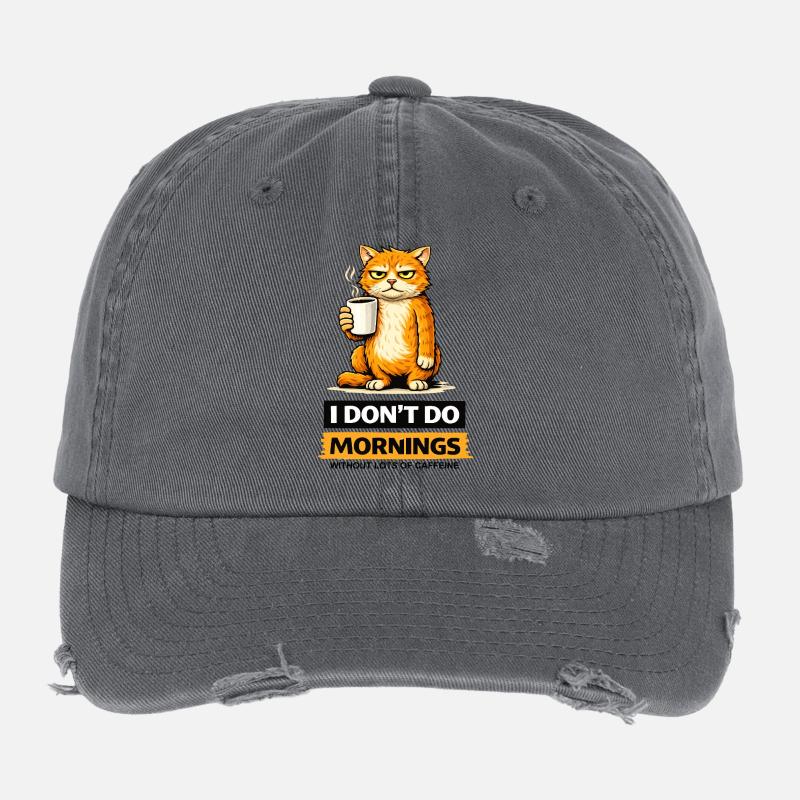 Morning-Cat Coffee Attitude Flexfit Vintage Destroyed Cap