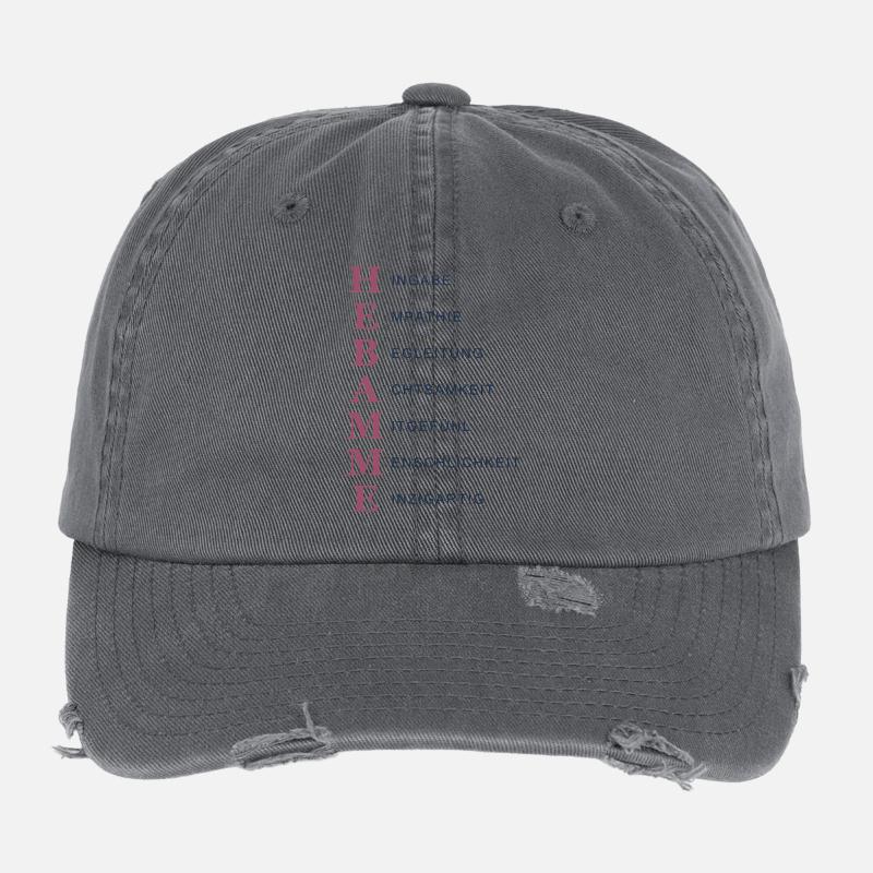 Hebamme Akrostichon – Herz & Hingabe Hell - Flexfit Vintage Destroyed Cap - Dunkelgrau
