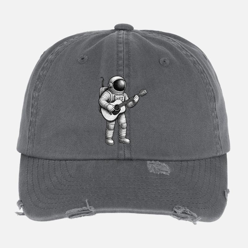 Sketch de guitare d’astronaute Casquette vintage effet usé Flexfit