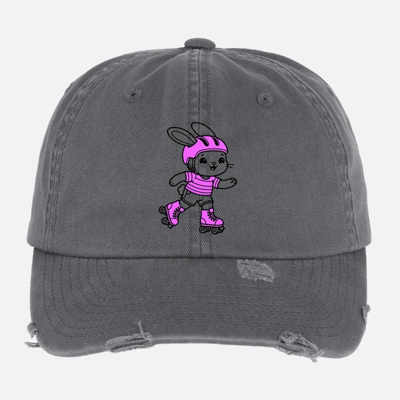 roller skating girl Flexfit Vintage Destroyed Cap