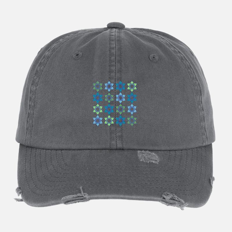 Star Scape Geometrisches Muster Flexfit Vintage Destroyed Cap