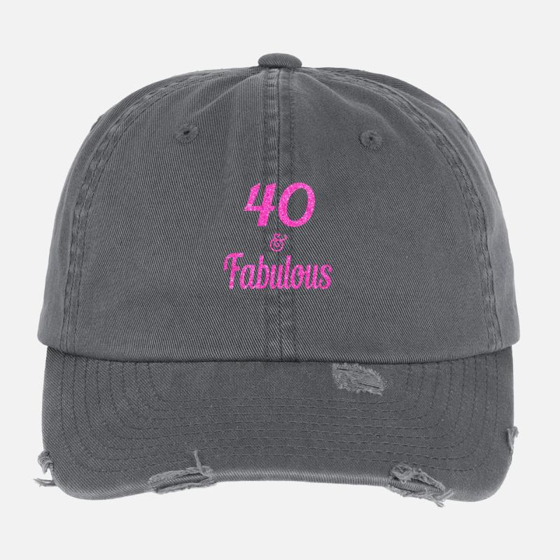40 and Fabulous Flexfit Vintage Destroyed Cap