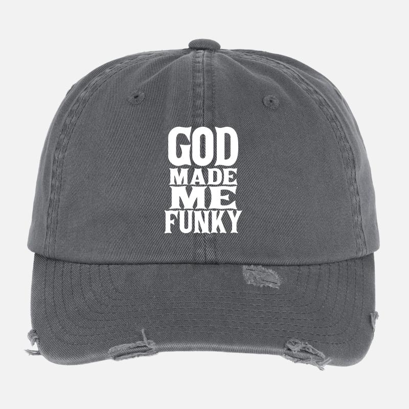 Gott machte mich Funky Music DJ Shirt Flexfit Vintage Destroyed Cap
