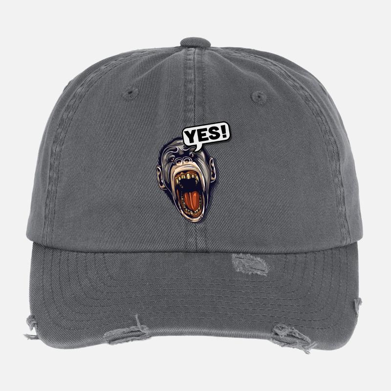 YES! Primate Monkey Chimpanzee Flexfit Vintage Destroyed Cap