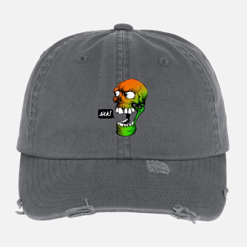 Crâne psychédélique Casquette vintage effet usé Flexfit