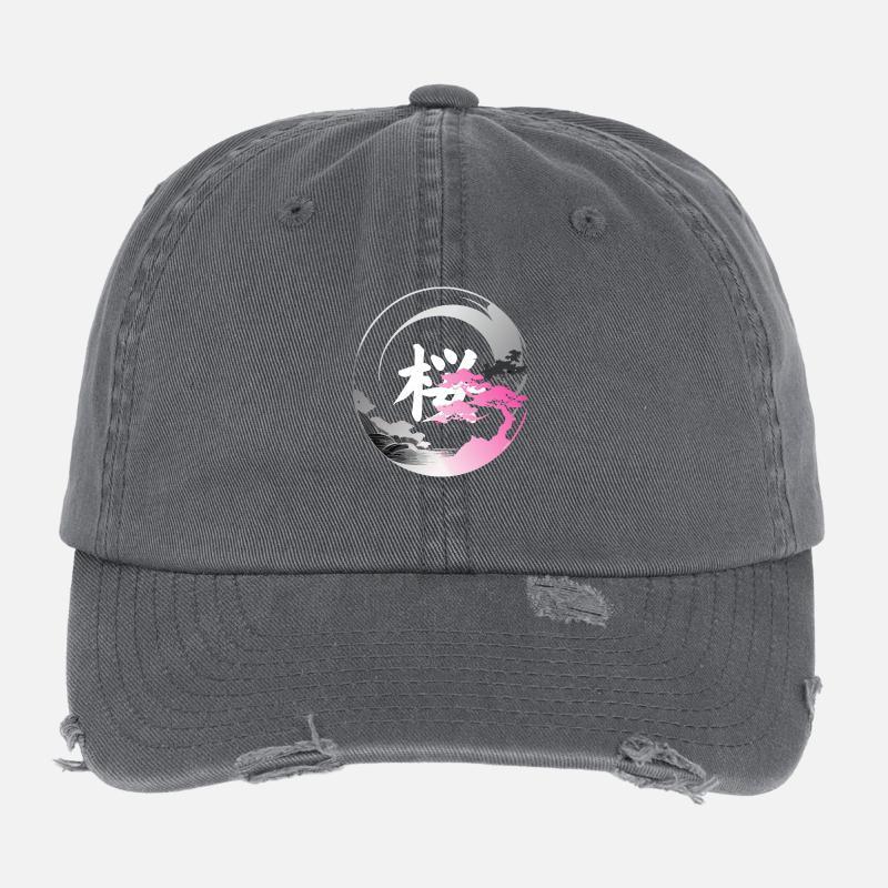 Japan modern enso rose Flexfit Vintage Destroyed Cap